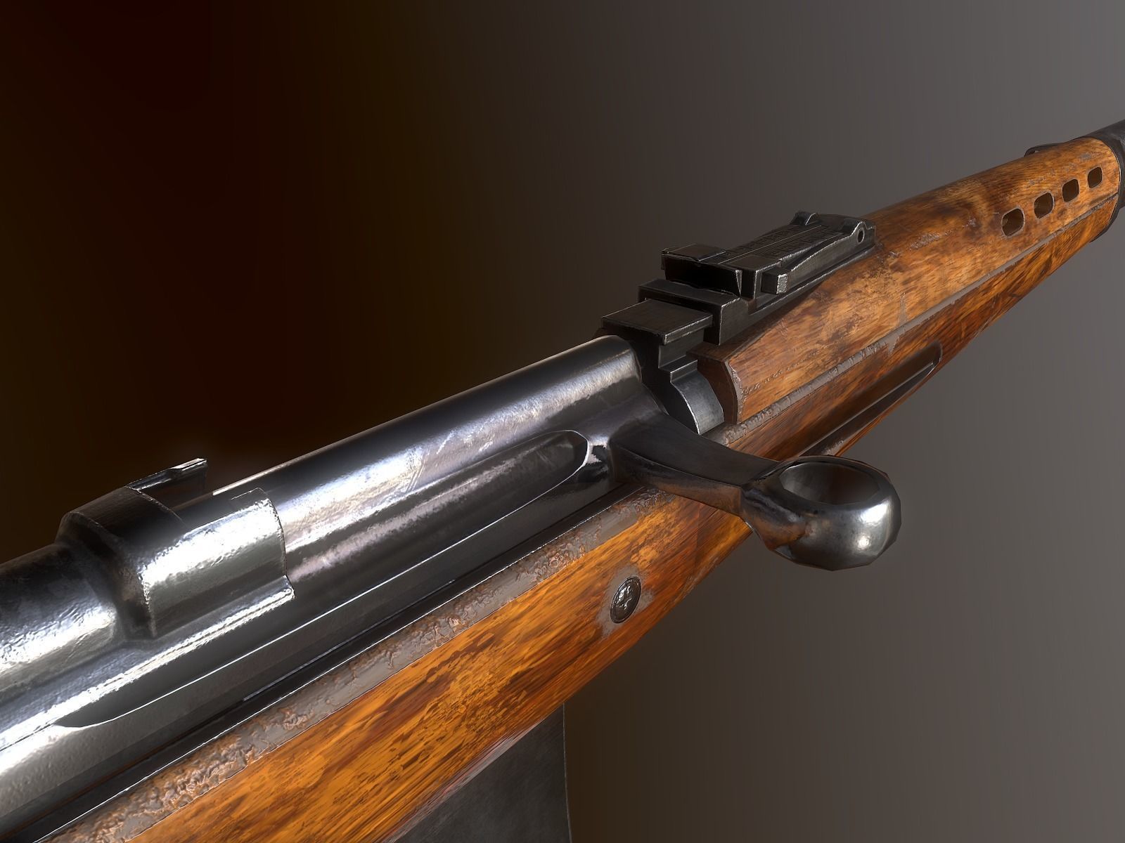 Tokarev SVT rifle Low-poly 3D model_9