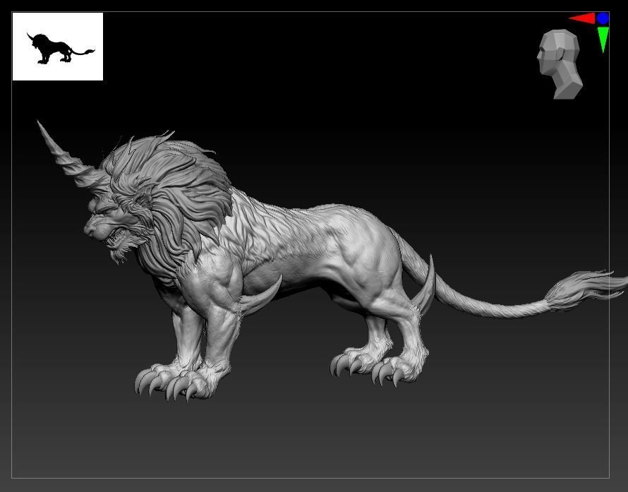 lion variation sacred beast Biology 3D model_1