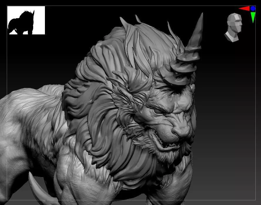 lion variation sacred beast Biology 3D model_0
