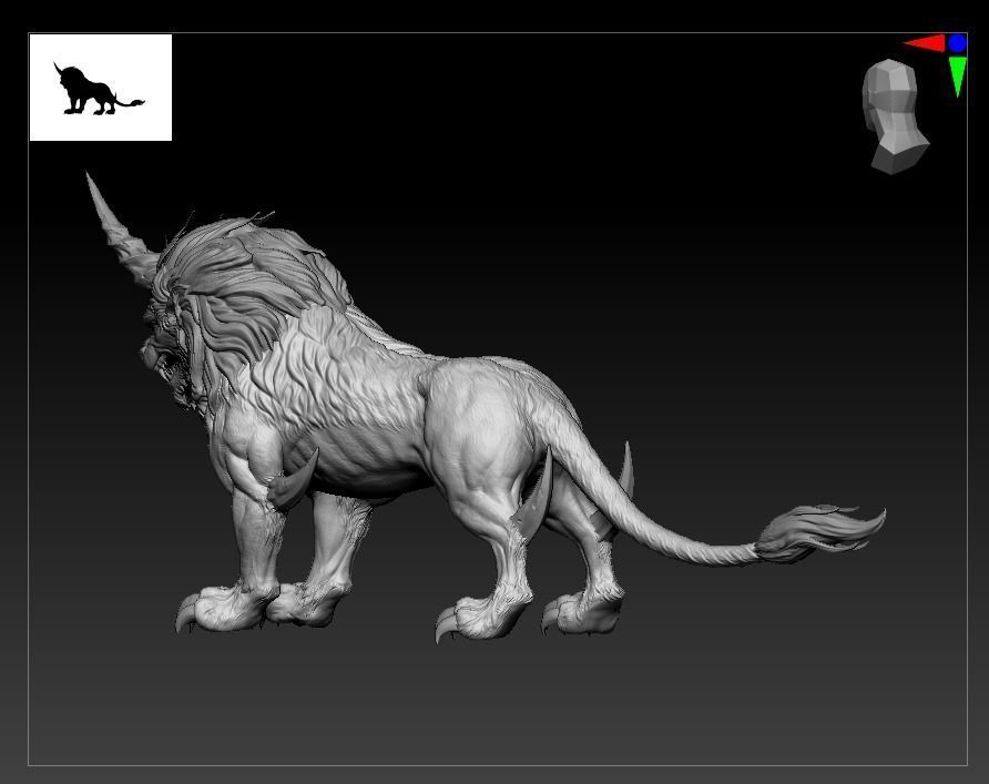 lion variation sacred beast Biology 3D model_2