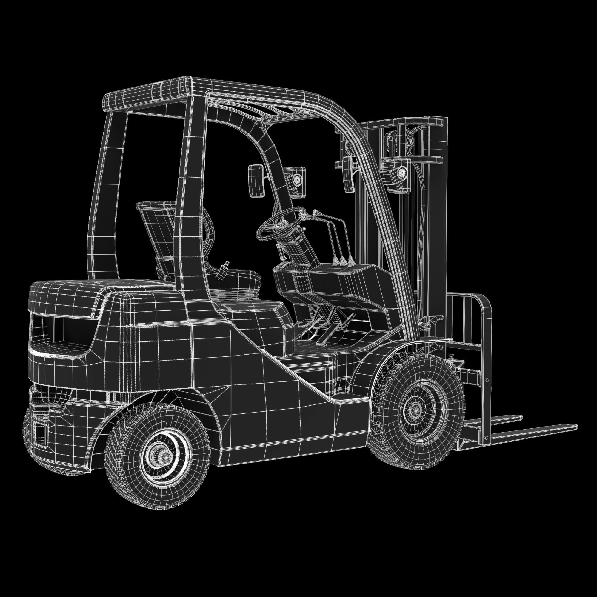 Toyota Fork Lift 8FD25 Low-poly 3D model_13