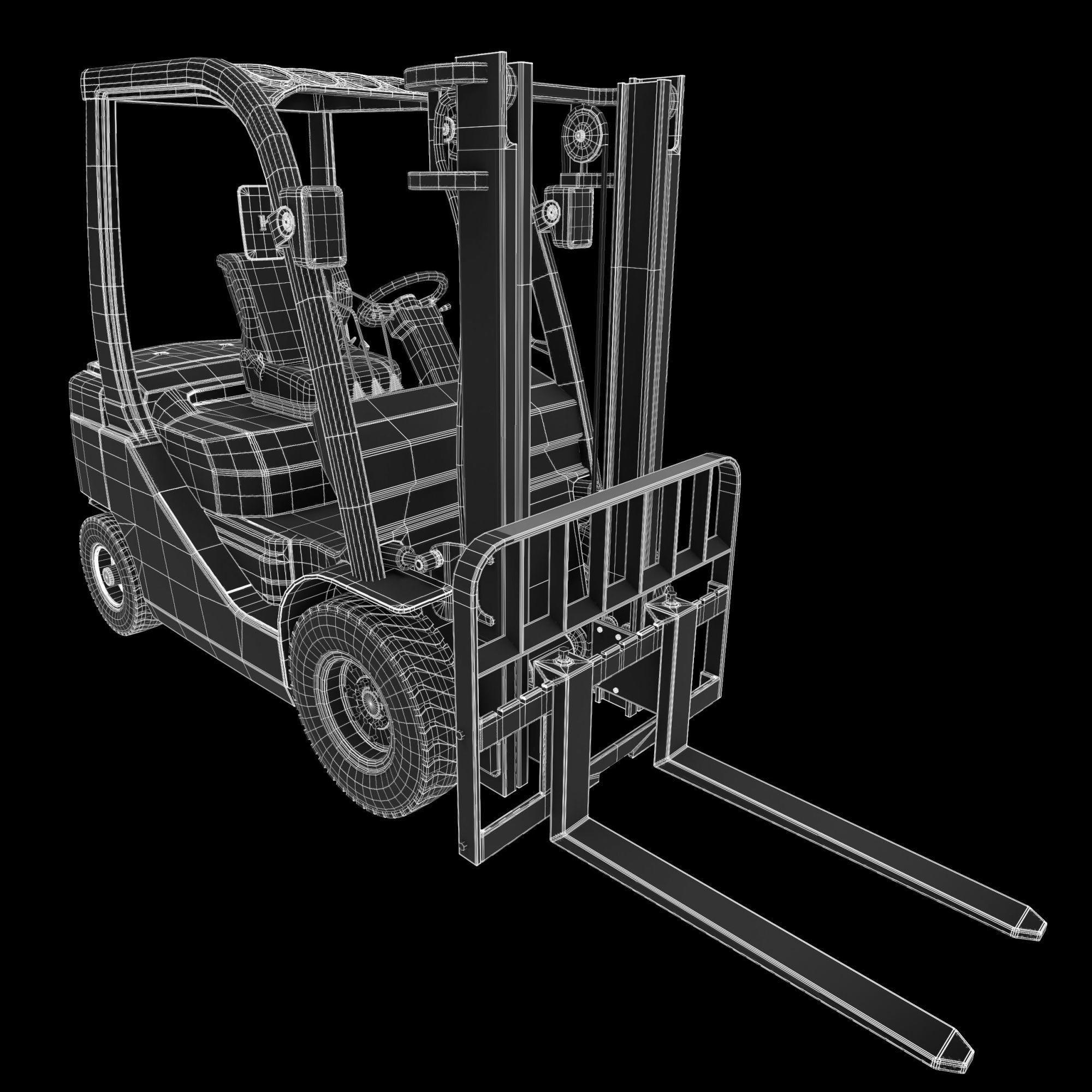 Toyota Fork Lift 8FD25 Low-poly 3D model_14