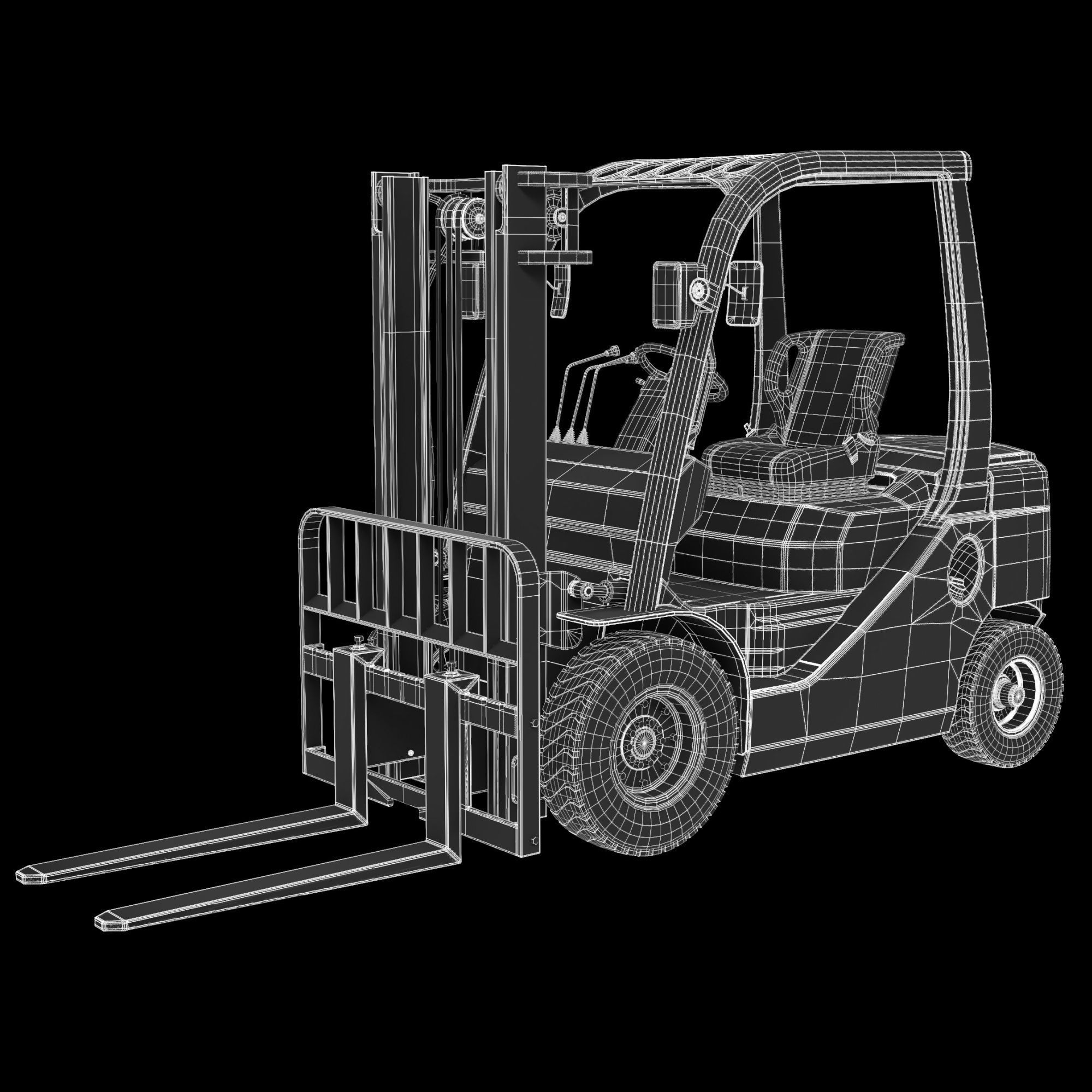 Toyota Fork Lift 8FD25 Low-poly 3D model_11