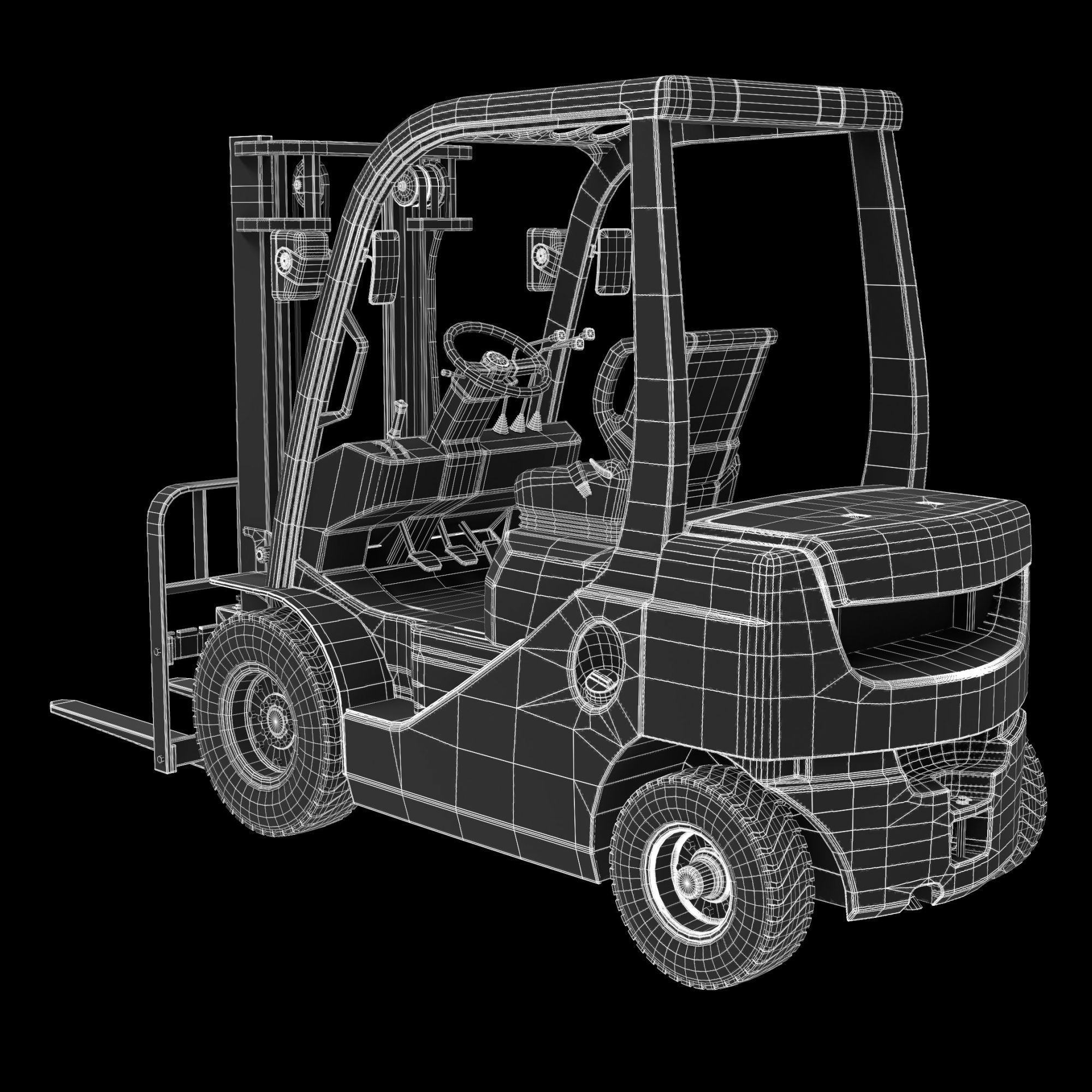 Toyota Fork Lift 8FD25 Low-poly 3D model_12