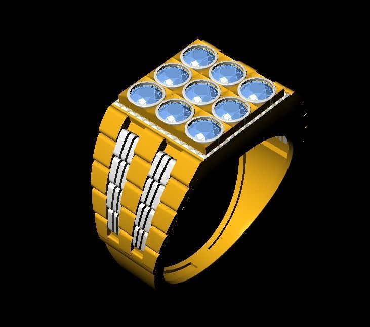 Men Ring with watch strap design 3D print model_20