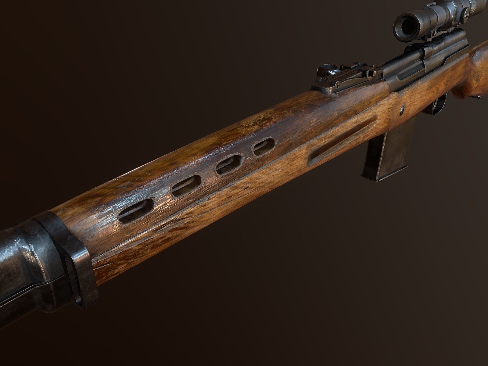 Tokarev SVT sniper rifle Low-poly 3D model Low-poly 3D model_8