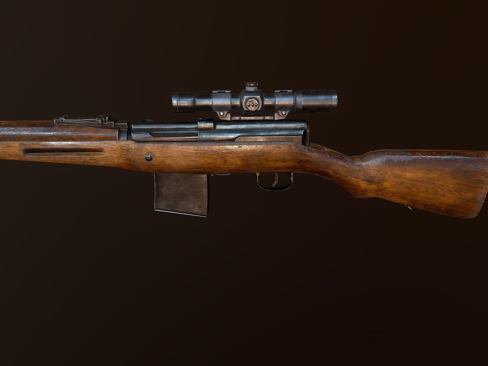 Tokarev SVT sniper rifle Low-poly 3D model Low-poly 3D model_5