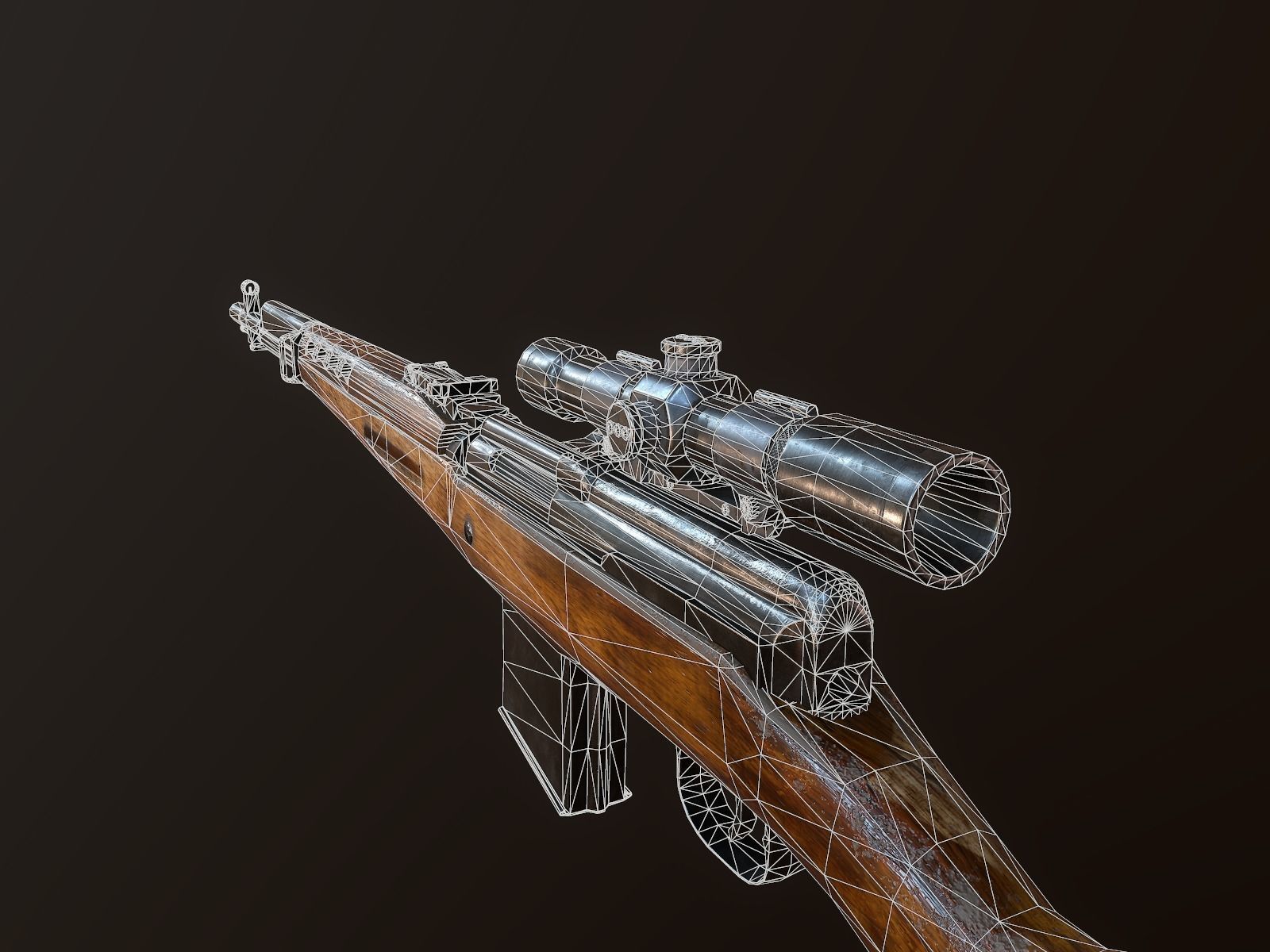 Tokarev SVT sniper rifle Low-poly 3D model Low-poly 3D model_11