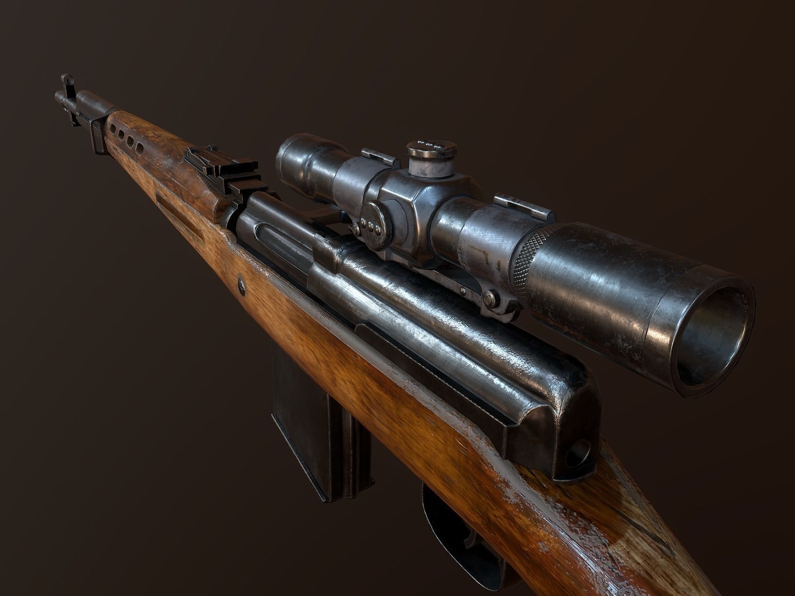 Tokarev SVT sniper rifle Low-poly 3D model Low-poly 3D model_7