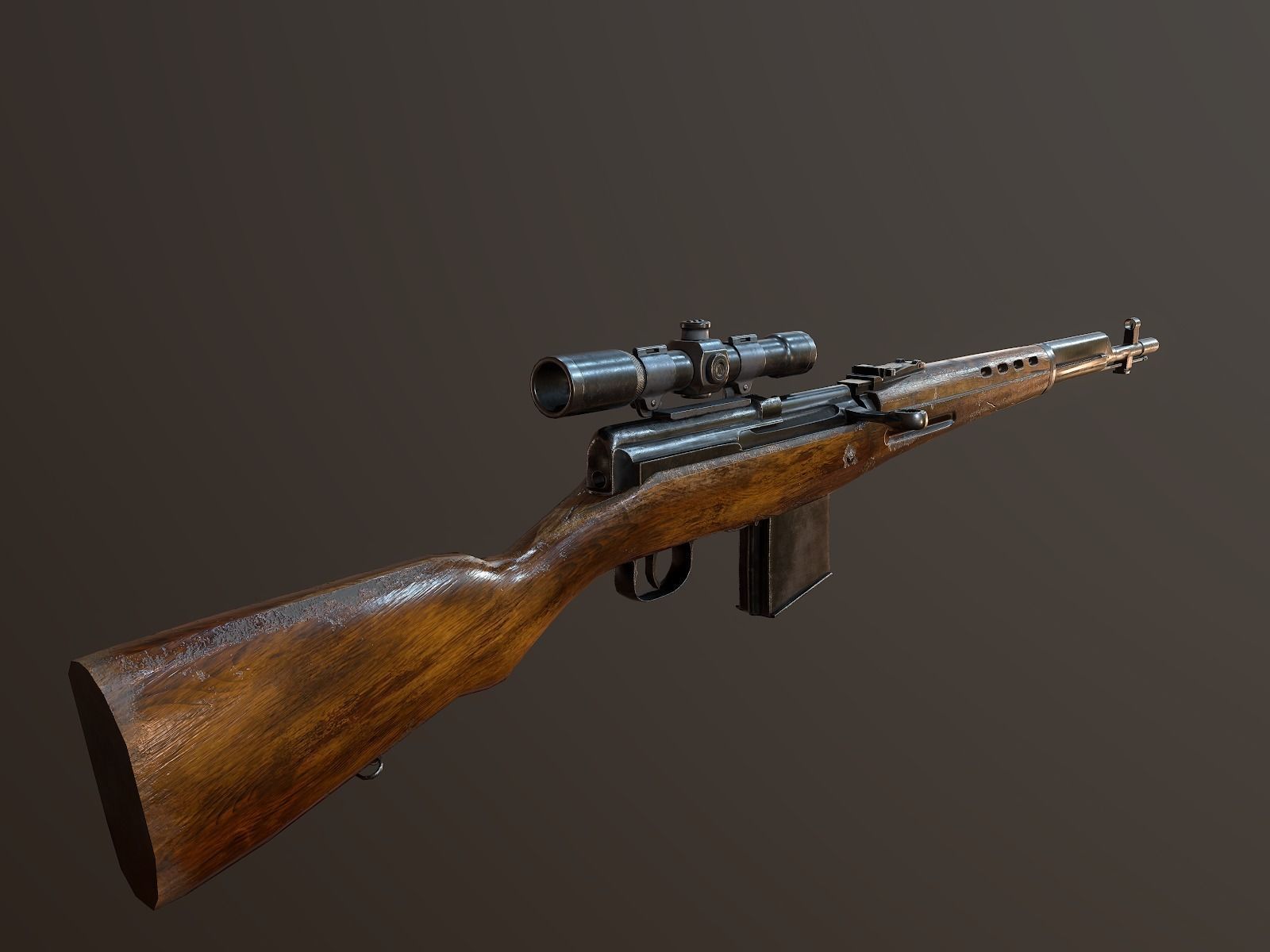 Tokarev SVT sniper rifle Low-poly 3D model Low-poly 3D model_3