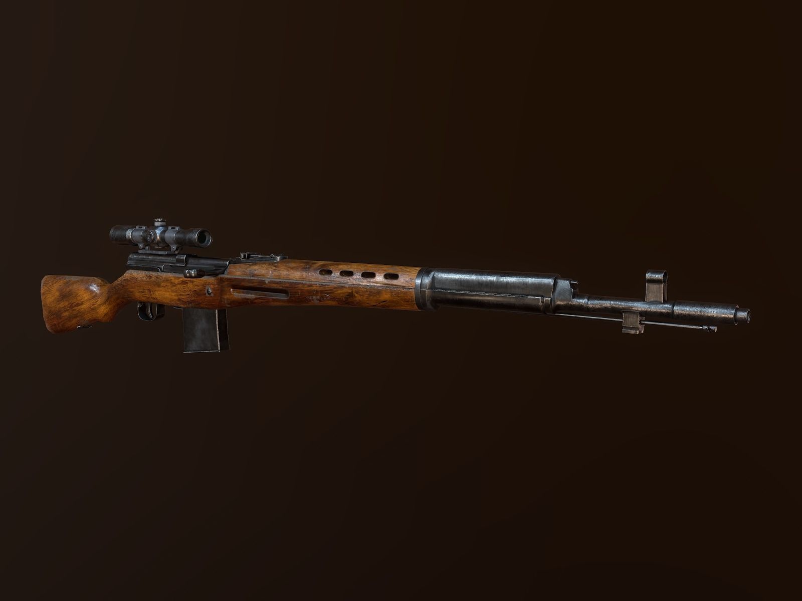 Tokarev SVT sniper rifle Low-poly 3D model Low-poly 3D model_2