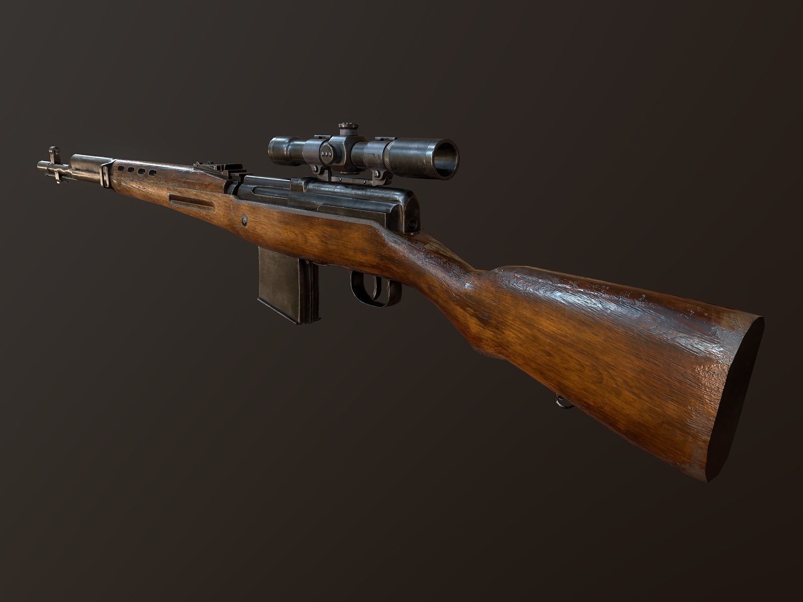 Tokarev SVT sniper rifle Low-poly 3D model Low-poly 3D model_4