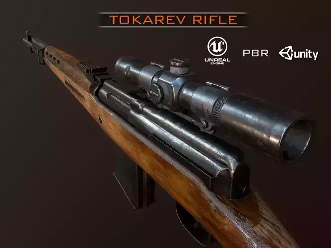 Tokarev SVT sniper rifle Low-poly 3D model Low-poly 3D model