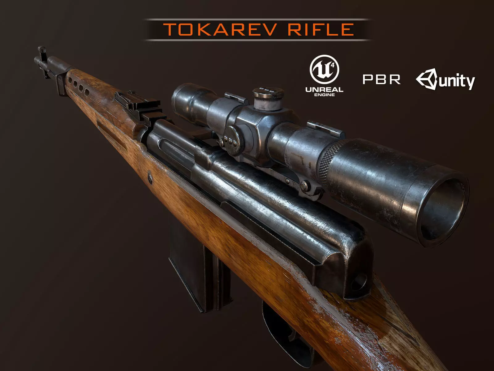 Tokarev SVT sniper rifle Low-poly 3D model Low-poly 3D model_0