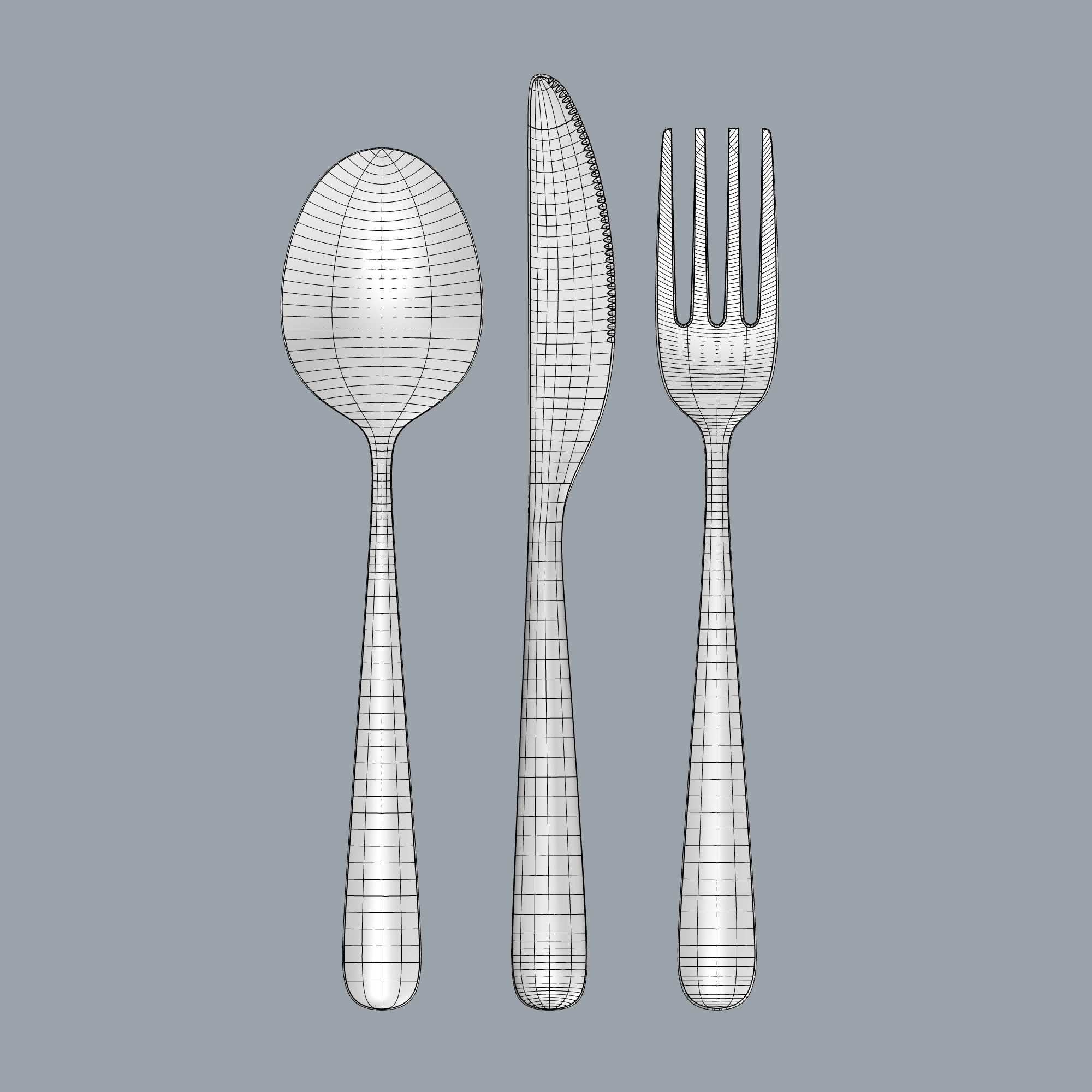 Cutlery Set 3 pieces 3D model_3