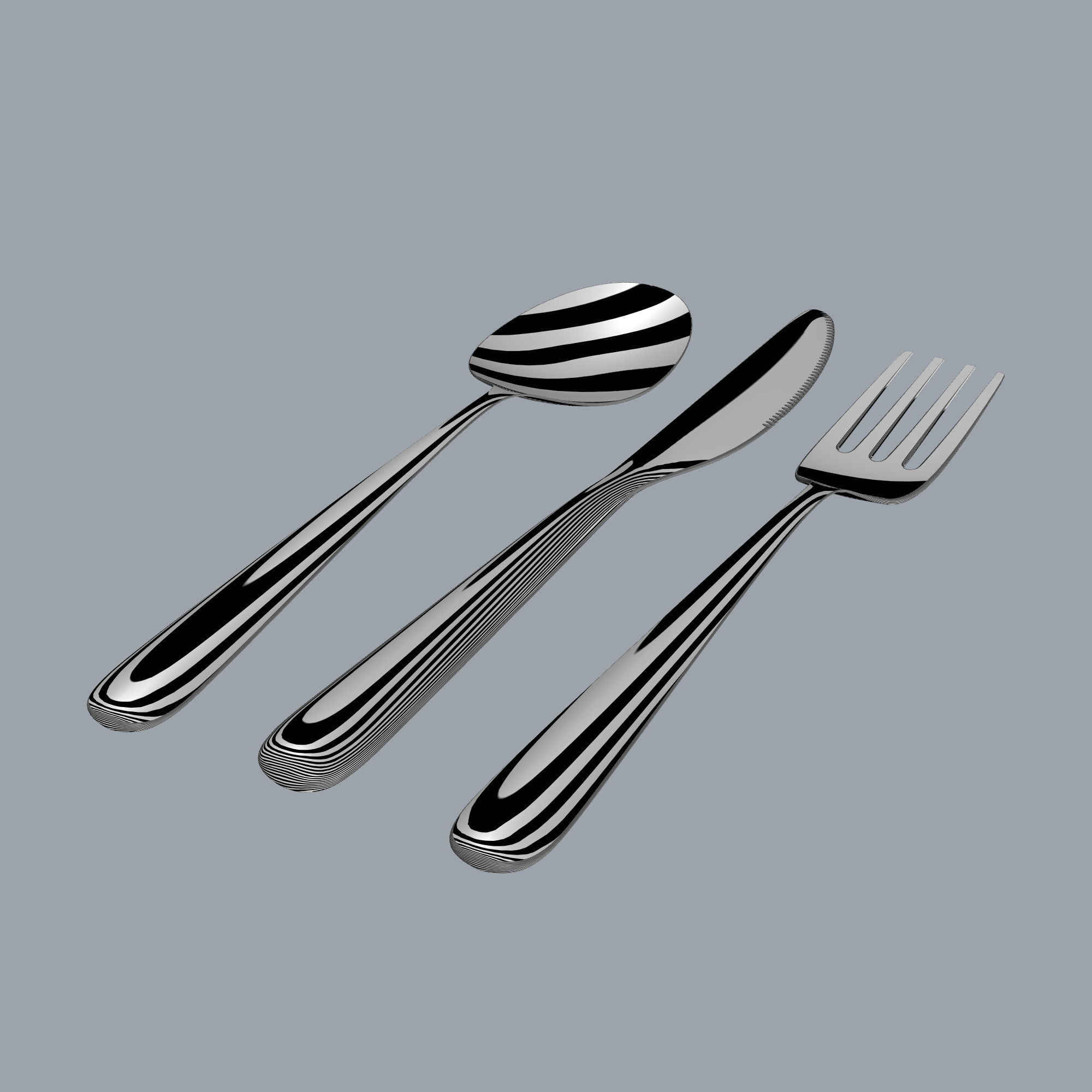 Cutlery Set 3 pieces 3D model_5