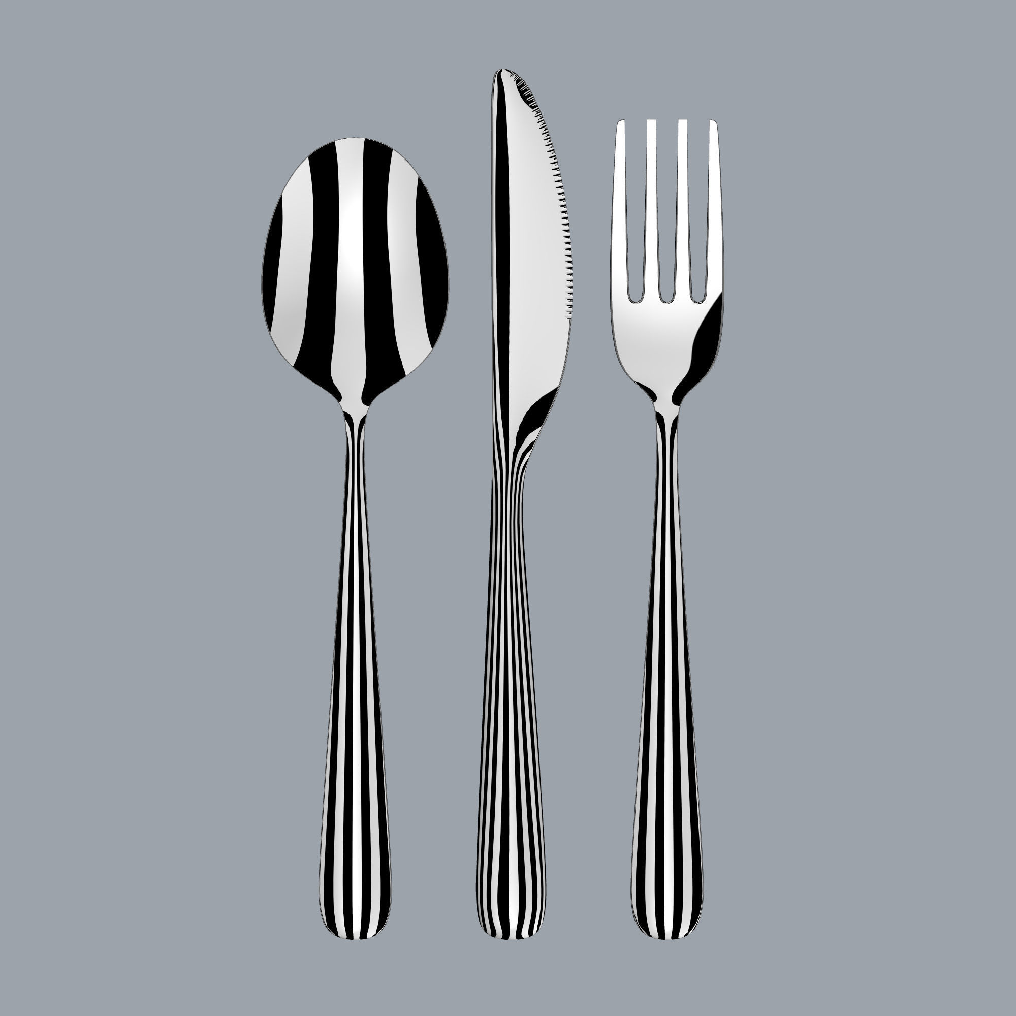 Cutlery Set 3 pieces 3D model_4