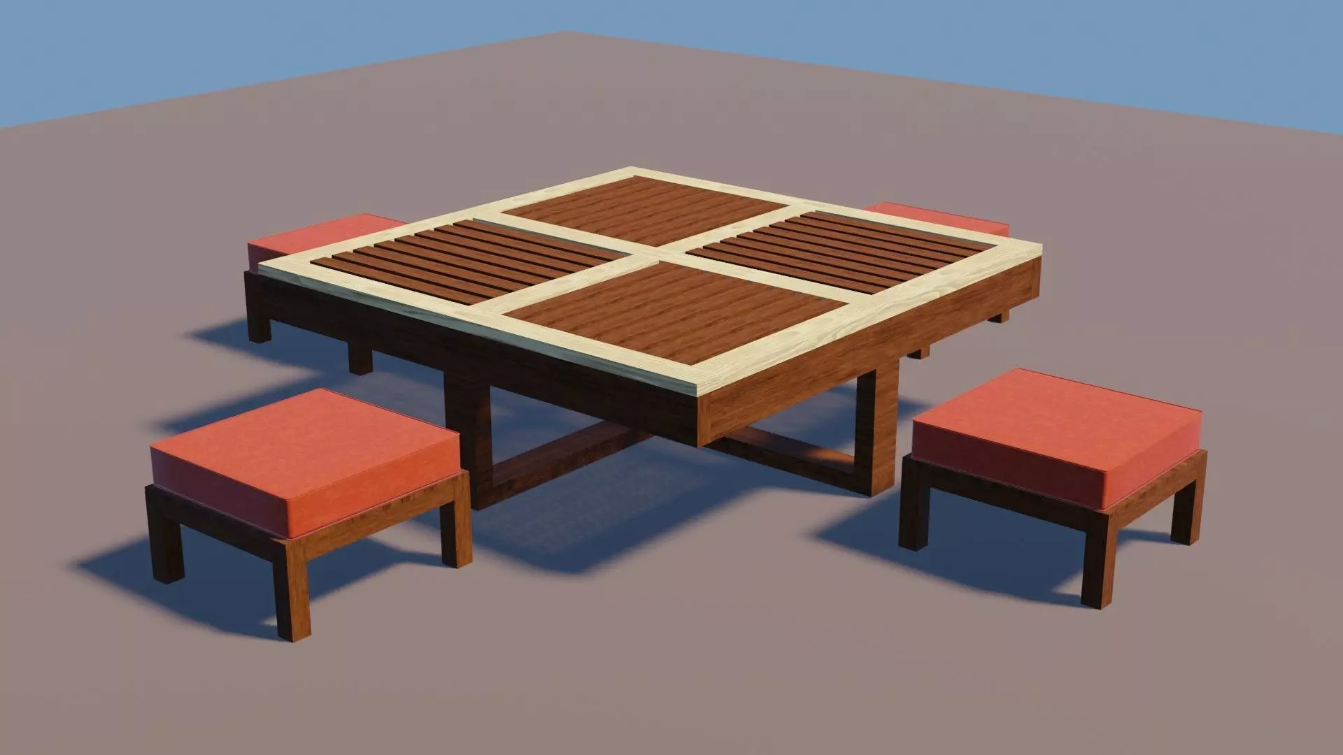 Tea table set 3D Model Low-poly 3D model_0