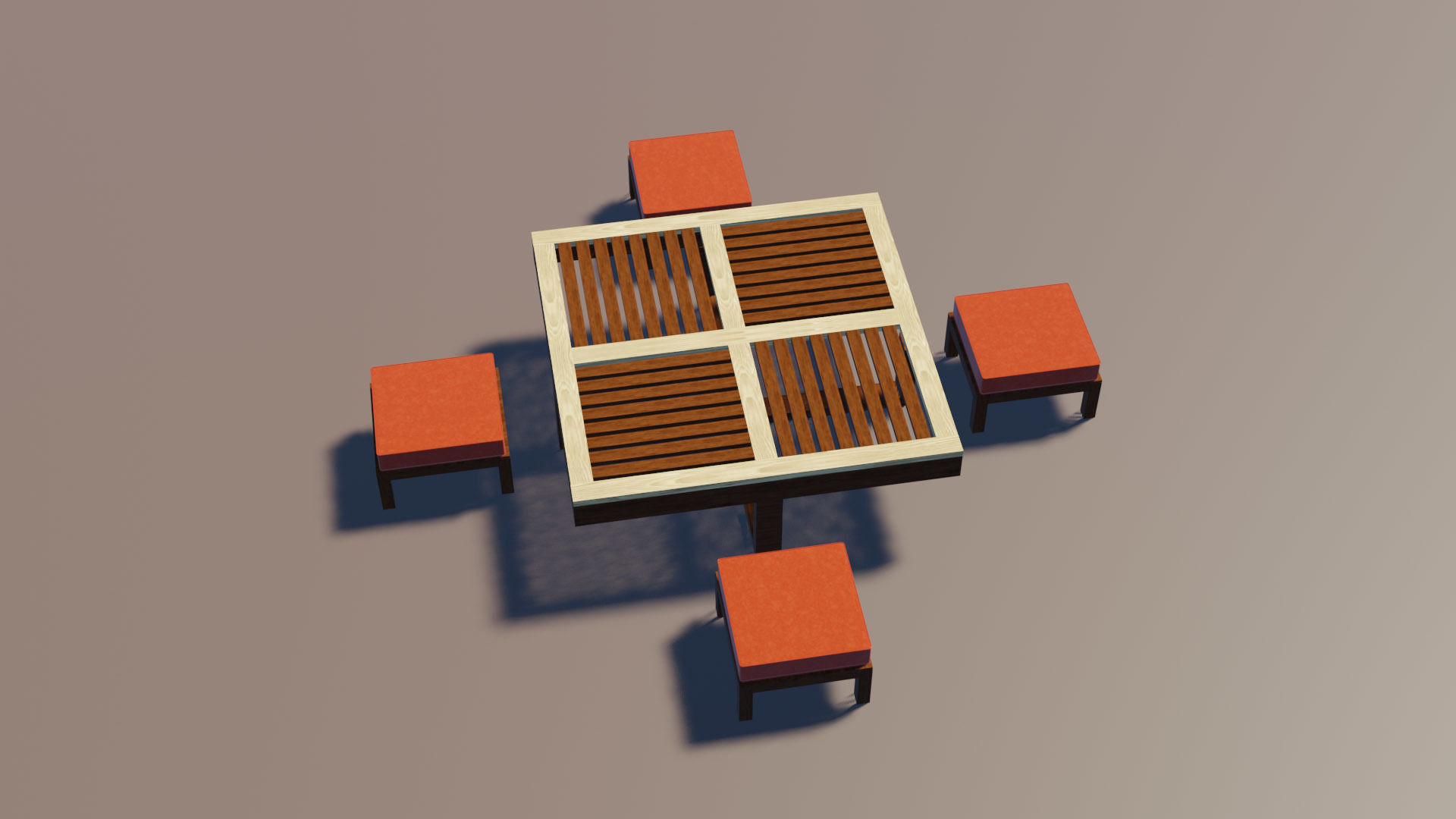 Tea table set 3D Model Low-poly 3D model_1