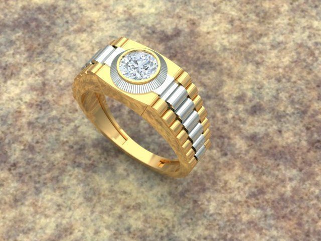Men Diamond Ring with watch strap design 3D print model_6