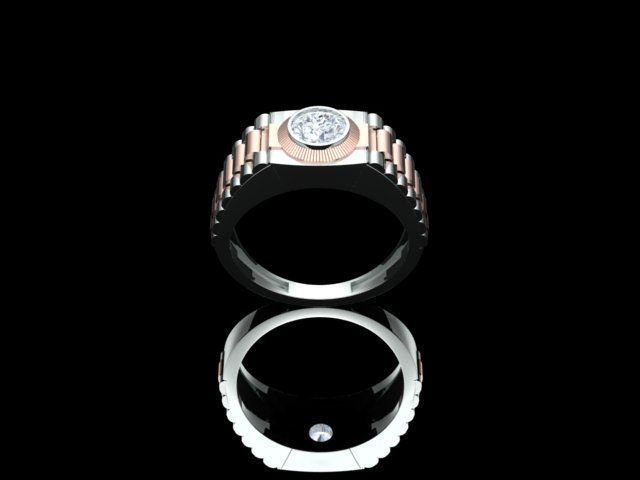 Men Diamond Ring with watch strap design 3D print model_16