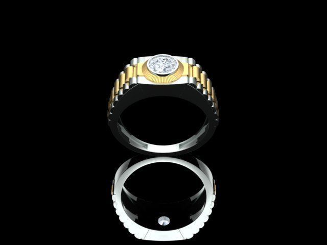 Men Diamond Ring with watch strap design 3D print model_15