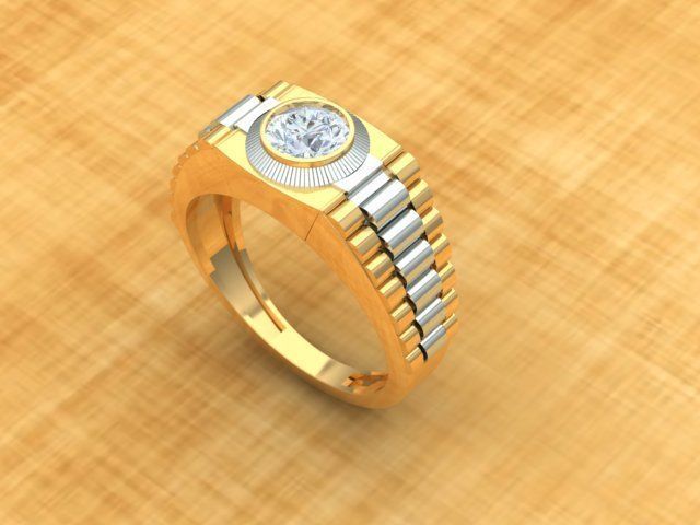 Men Diamond Ring with watch strap design 3D print model_5
