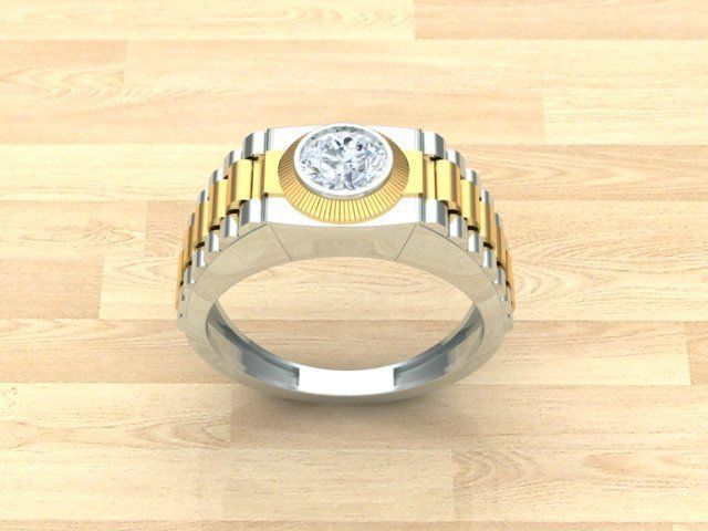 Men Diamond Ring with watch strap design 3D print model_10