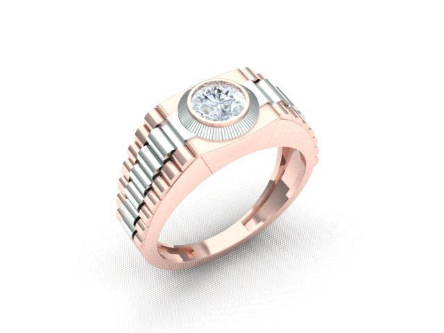 Men Diamond Ring with watch strap design 3D print model_12