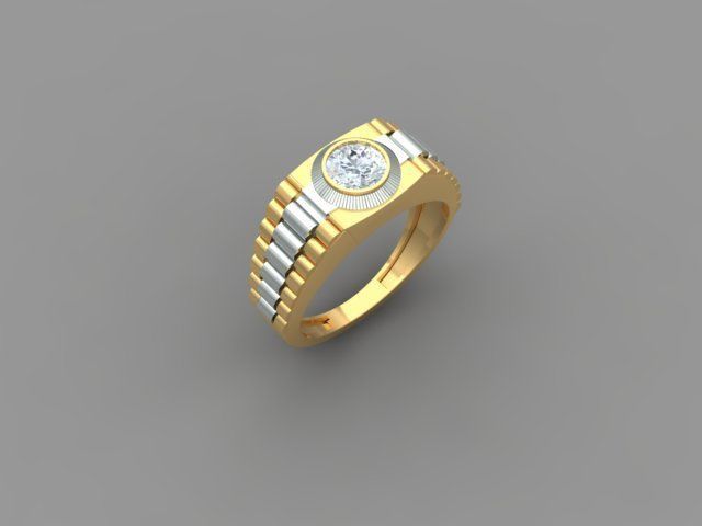 Men Diamond Ring with watch strap design 3D print model_13