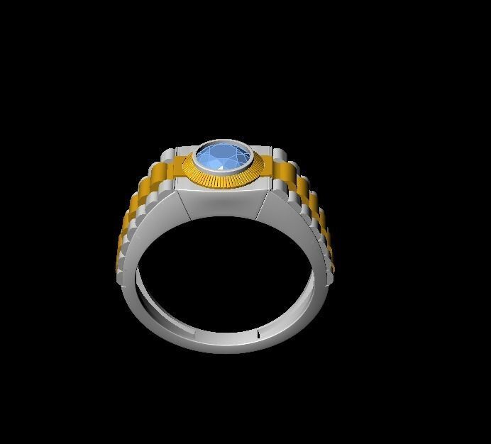 Men Diamond Ring with watch strap design 3D print model_19