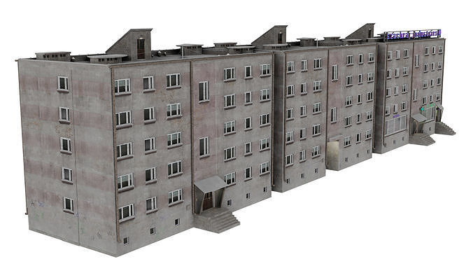 Block of flats East Europe plus 3 different  versions Low-poly 3D model