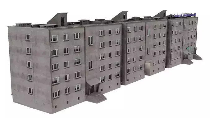 Block of flats East Europe plus 3 different  versions Low-poly 3D model