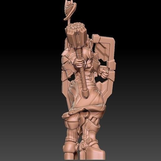 BRIGITTE female warrior holding sword 3D print model_3