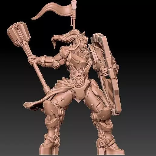 BRIGITTE female warrior holding sword 3D print model_0