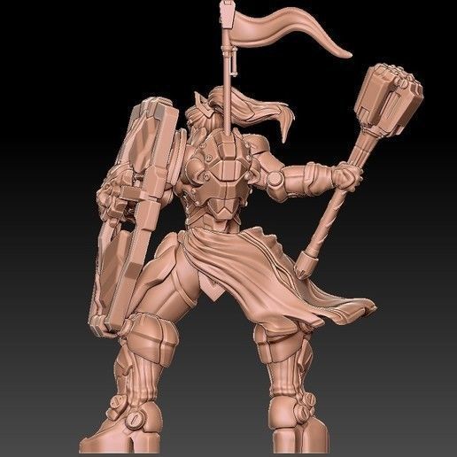 BRIGITTE female warrior holding sword 3D print model_2