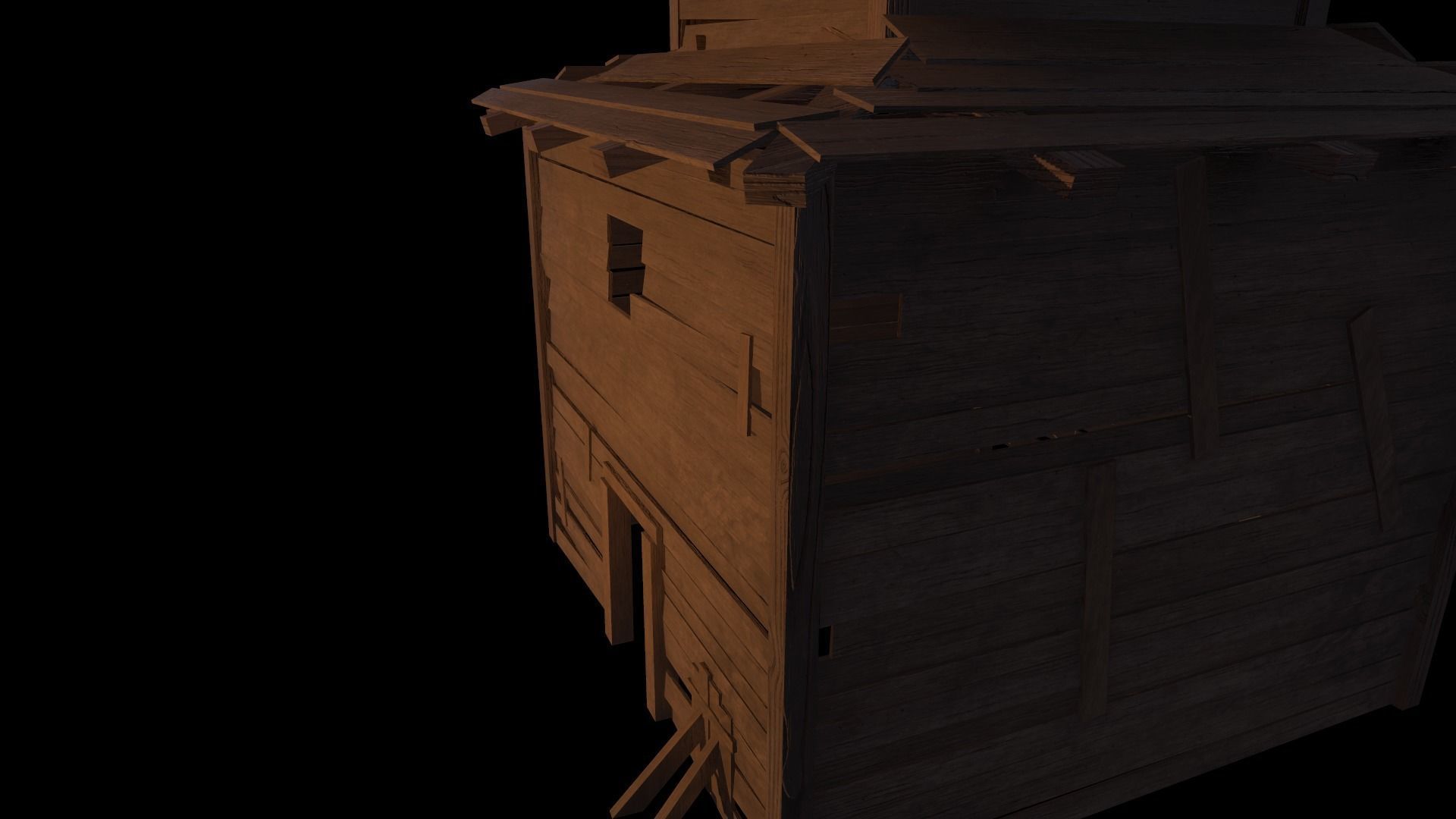 3d model of wooden temple in low poly Low-poly 3D model_8