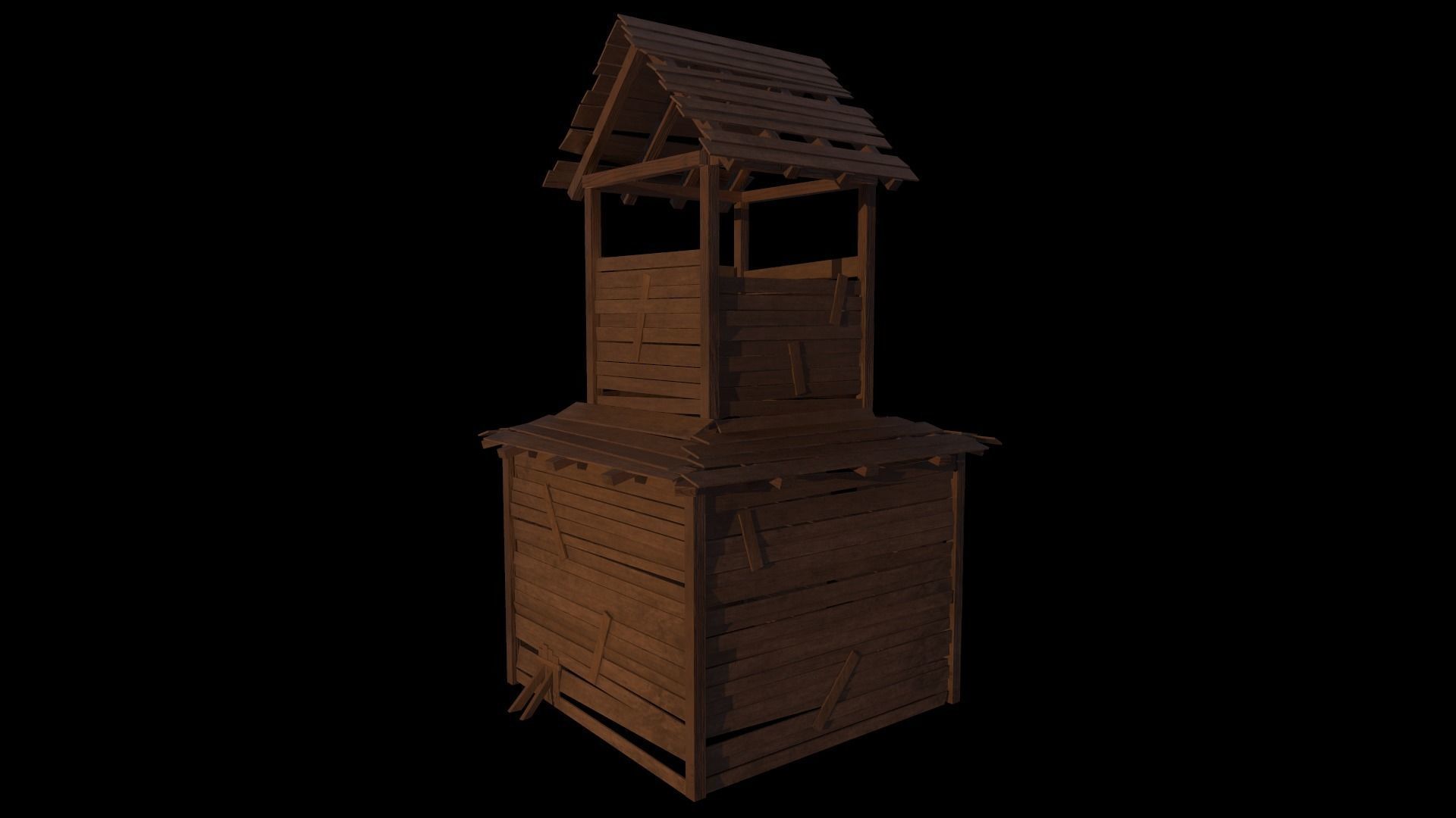 3d model of wooden temple in low poly Low-poly 3D model_4