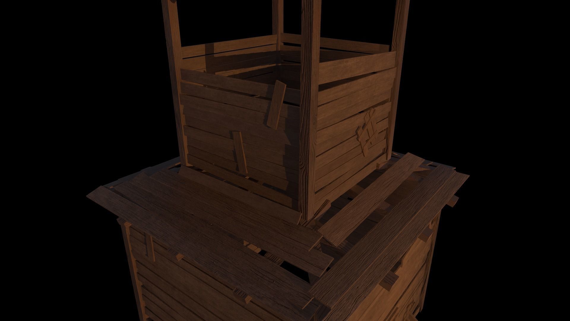 3d model of wooden temple in low poly Low-poly 3D model_5