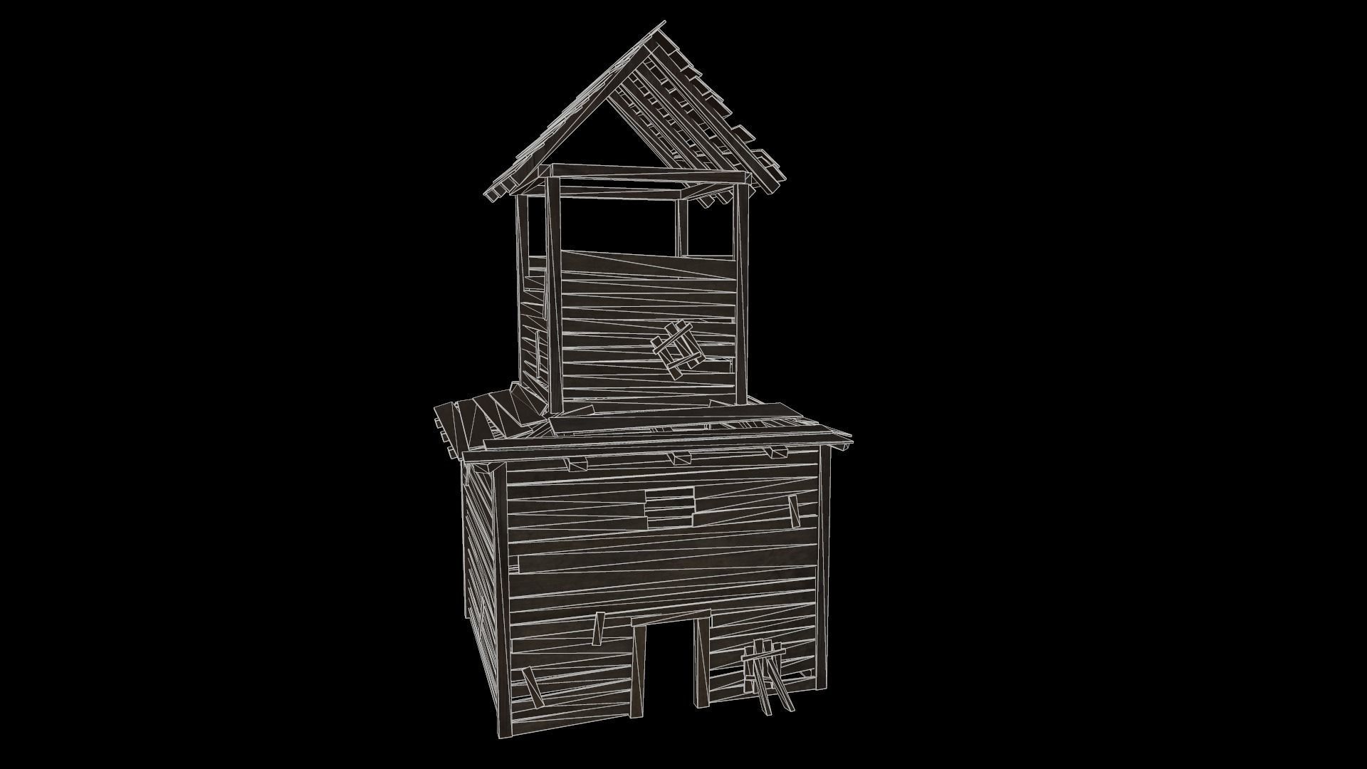 3d model of wooden temple in low poly Low-poly 3D model_9