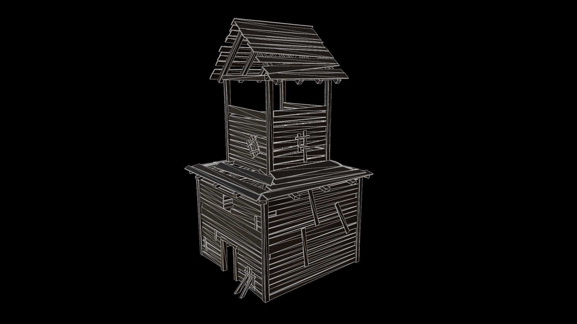 3d model of wooden temple in low poly Low-poly 3D model_10