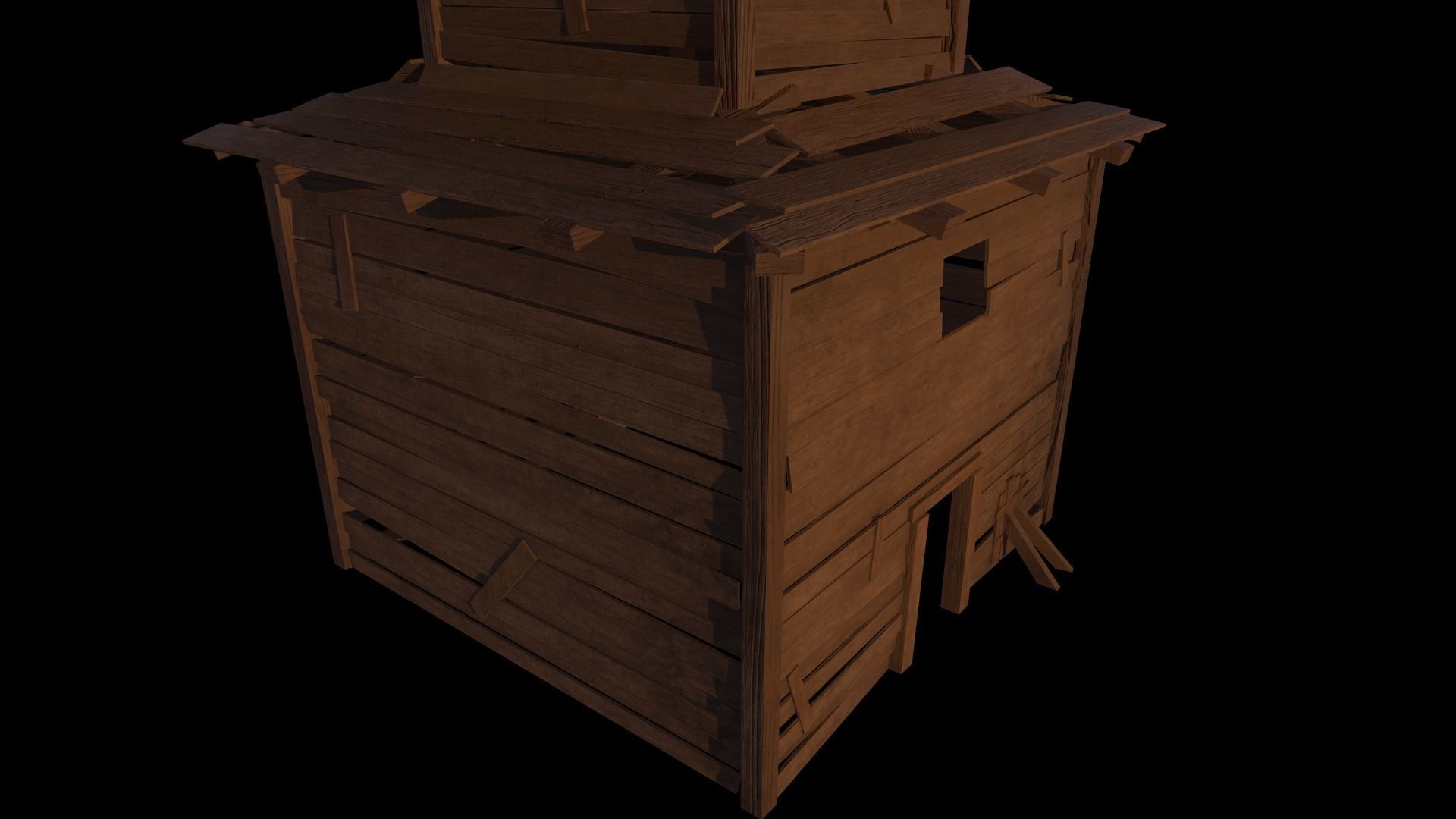 3d model of wooden temple in low poly Low-poly 3D model_7