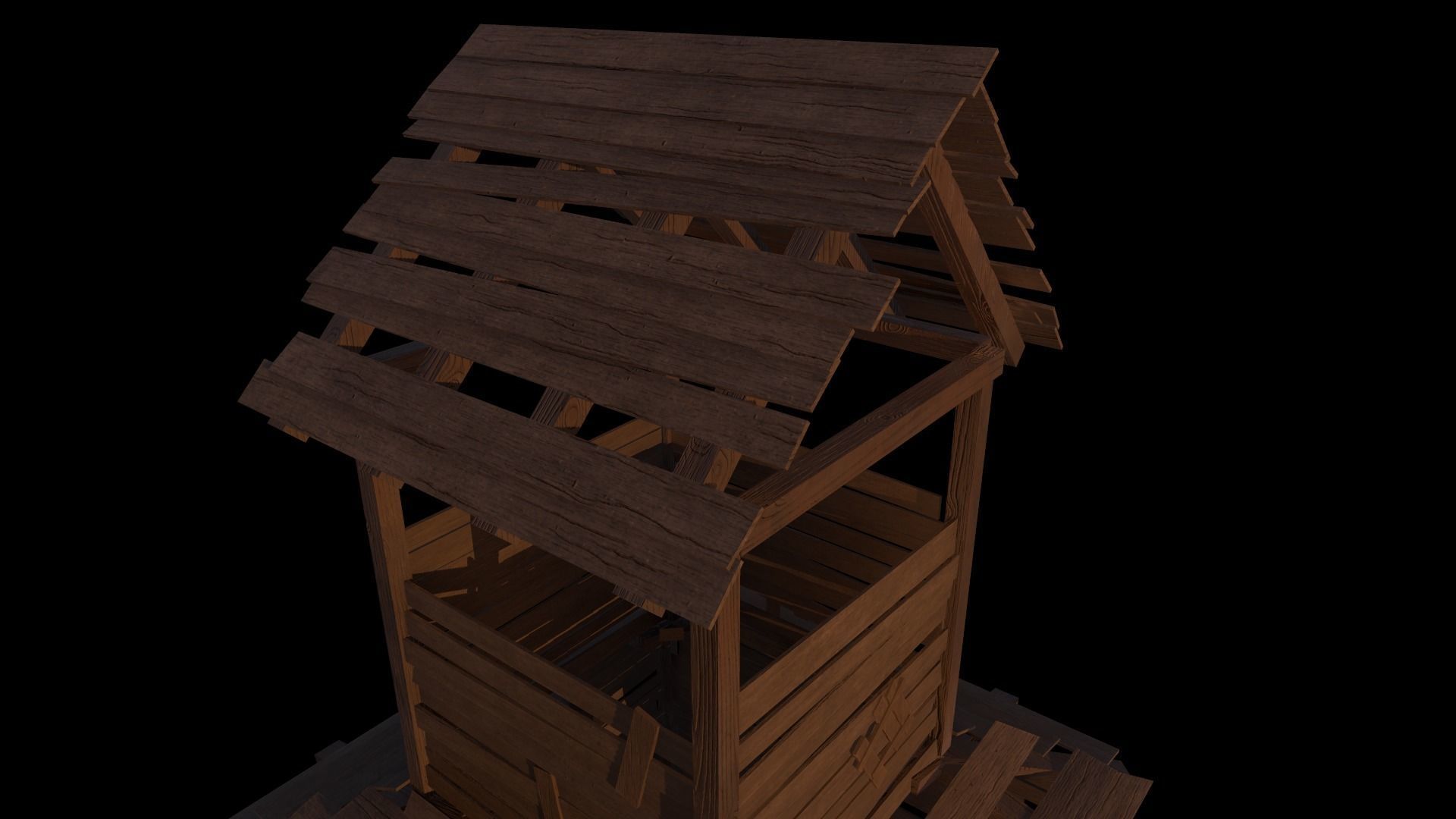 3d model of wooden temple in low poly Low-poly 3D model_6