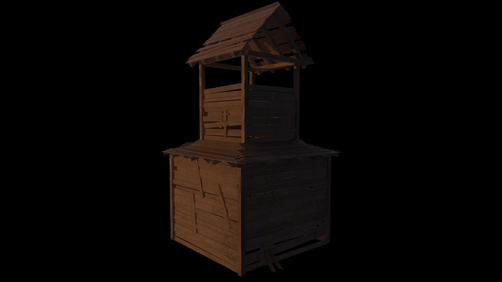 3d model of wooden temple in low poly Low-poly 3D model_3
