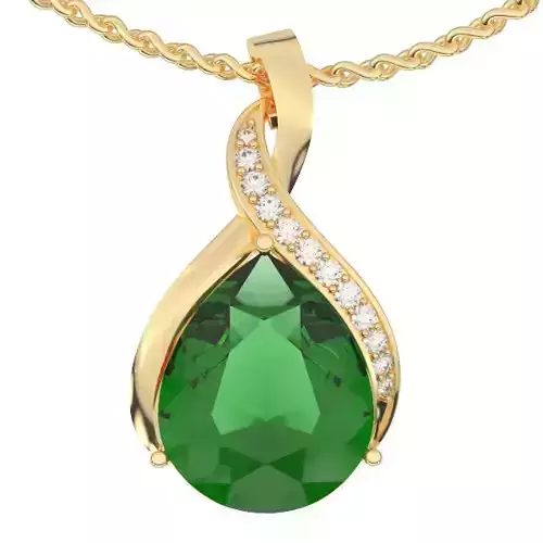 Emerald pear pendant Silver Gold  Print
