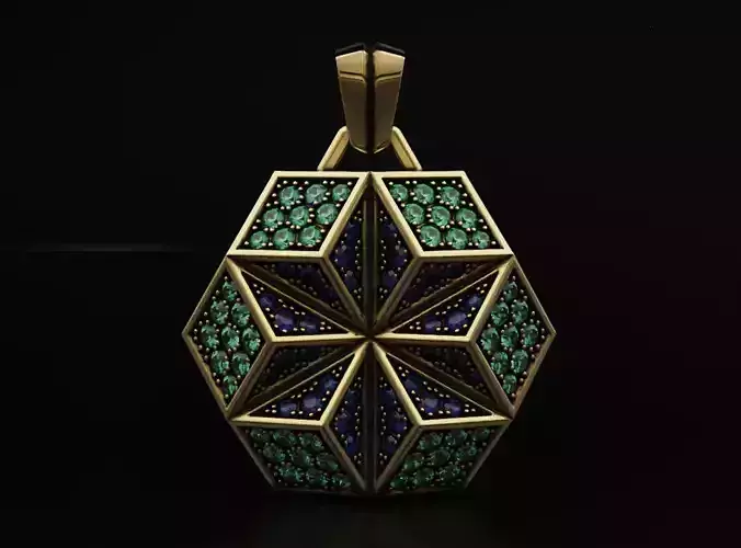 Pendant with diamonds star in a hexagon 586