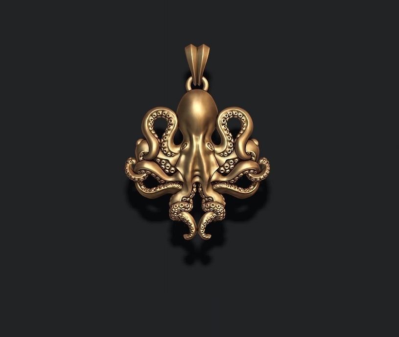 Octopus pendant 3D print model_3