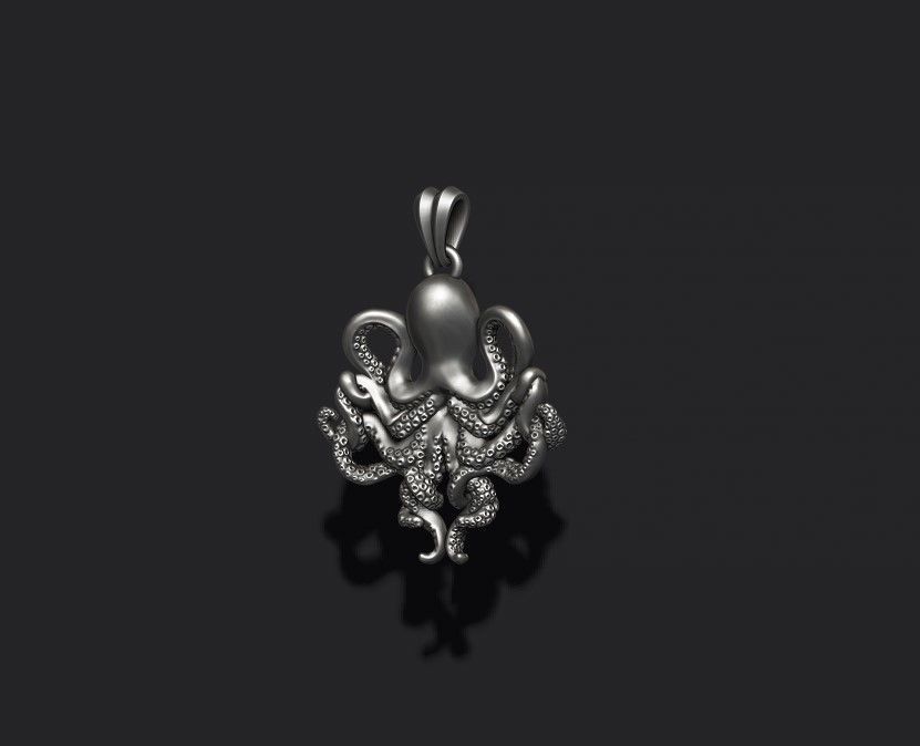 Octopus pendant 3D print model_5