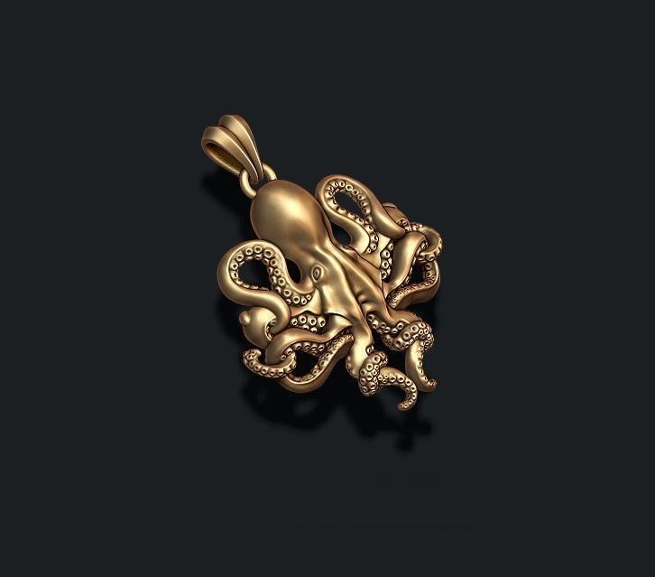 Octopus pendant 3D print model_1