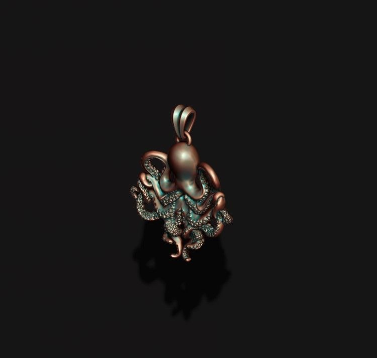 Octopus pendant 3D print model_7
